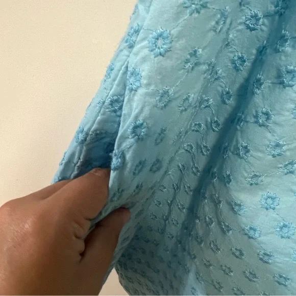 Kate Spade Light Blue Embroidered T Shirt Dress with Belt - Picture 8 of 11